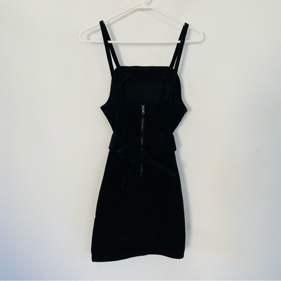 EUC PrettyLittleThing Black Cord Tie Denim Dress US 2 - Picture 6 of 9